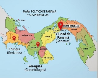 mapa gerontologos y geriatras en rep panama